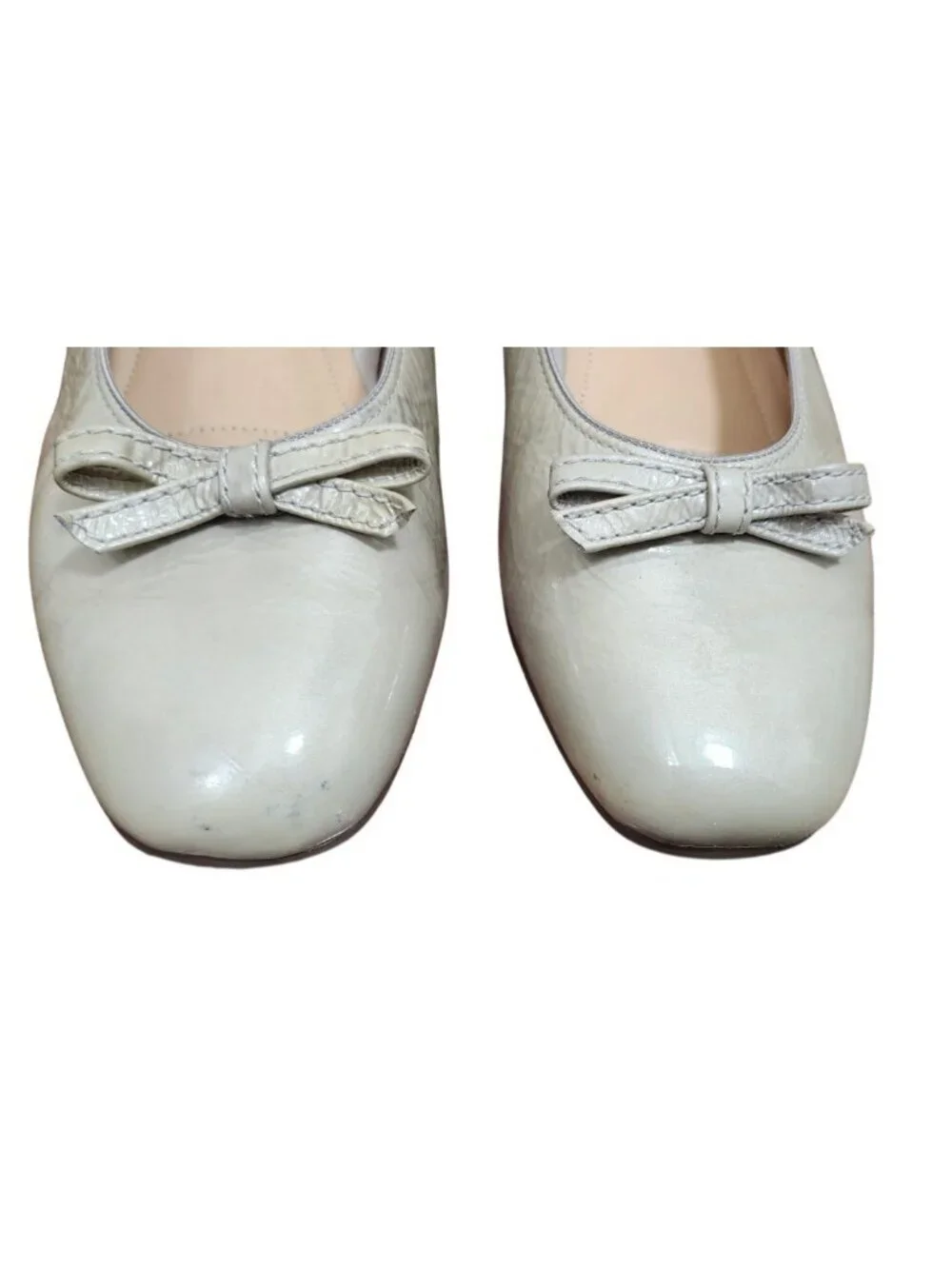 Ara Women’s Beige Leather Ballet Flats Bow Comfort Low Heel Shoes US 8 EU 38.5
